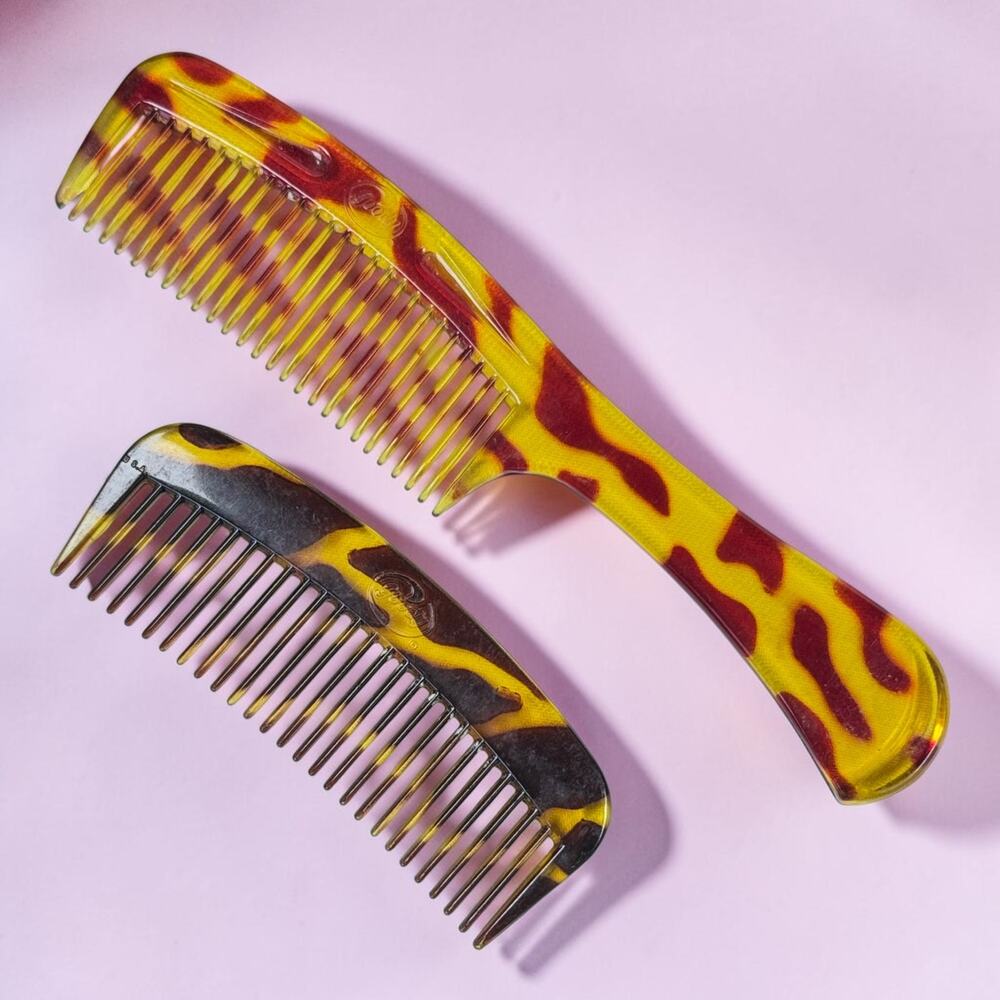 Vintage Goody Tortoise Shell Look Comb Set Handle & Pocket Hair Combs USA